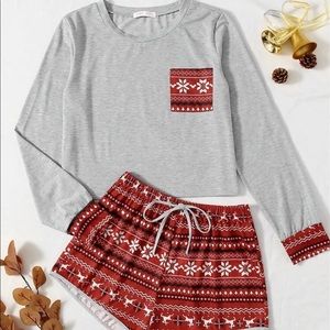 Pattern pocket patched PJ set